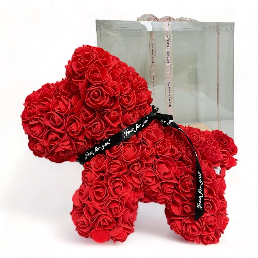 Gorgeous Red Rose Puppy with LED Light and Gift Box - 40cm