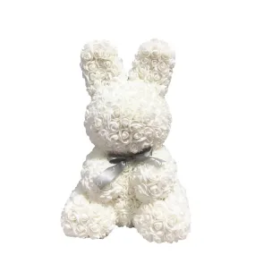 Gorgeous White Rose Bunny with LED Light and Gift Box - 40cm