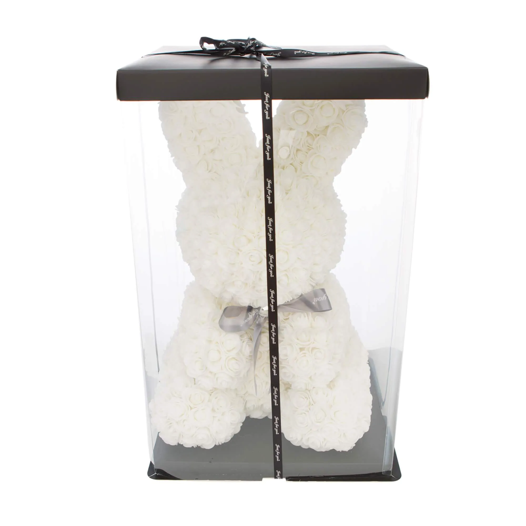 Gorgeous White Rose Bunny with LED Light and Gift Box - 40cm