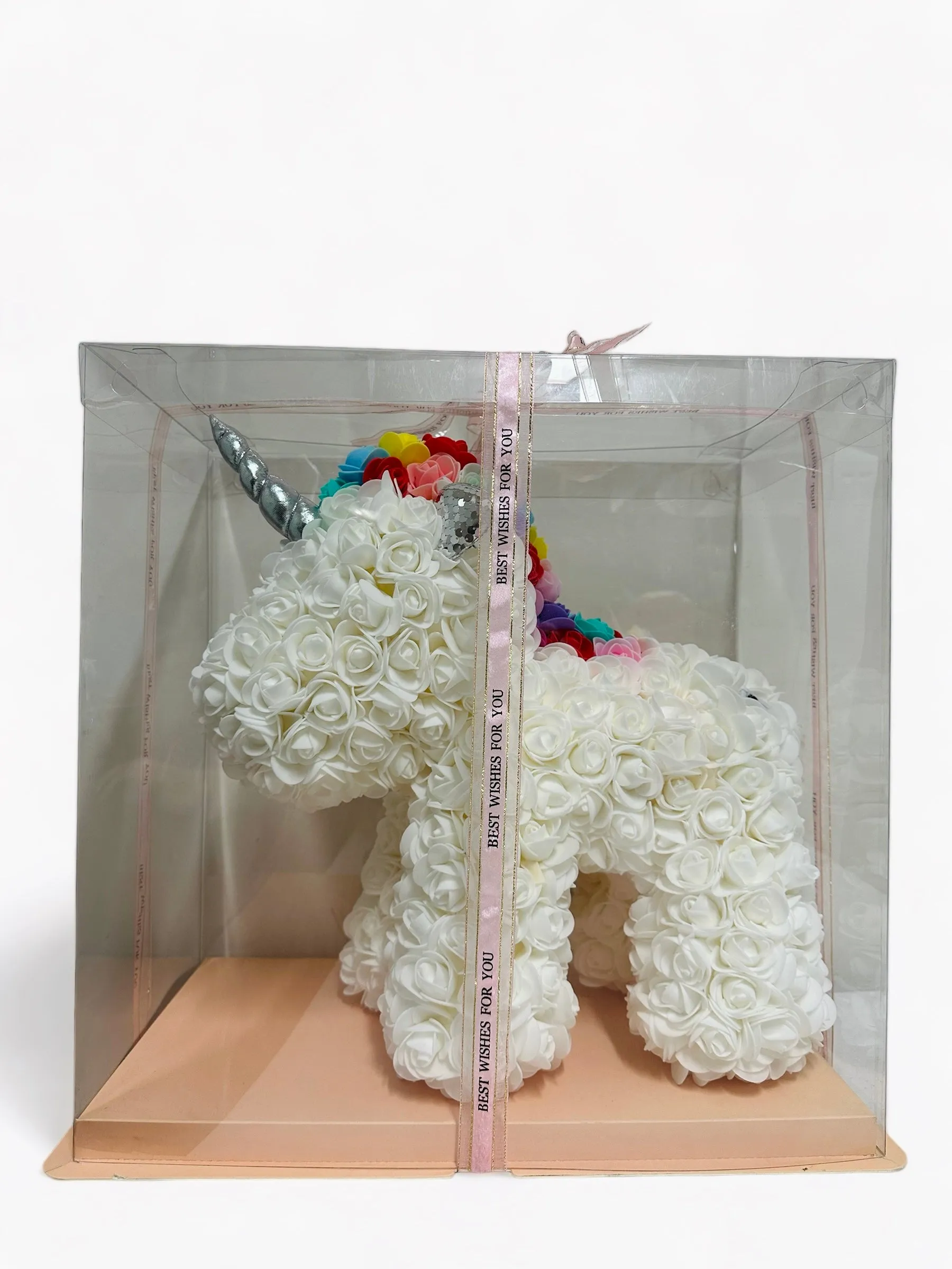 Gorgeous White Rose Unicorn with LED Light and Gift Box - 40cm