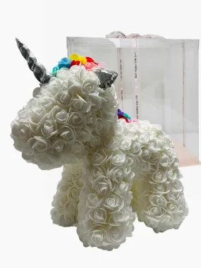 Gorgeous White Rose Unicorn with LED Light and Gift Box - 40cm