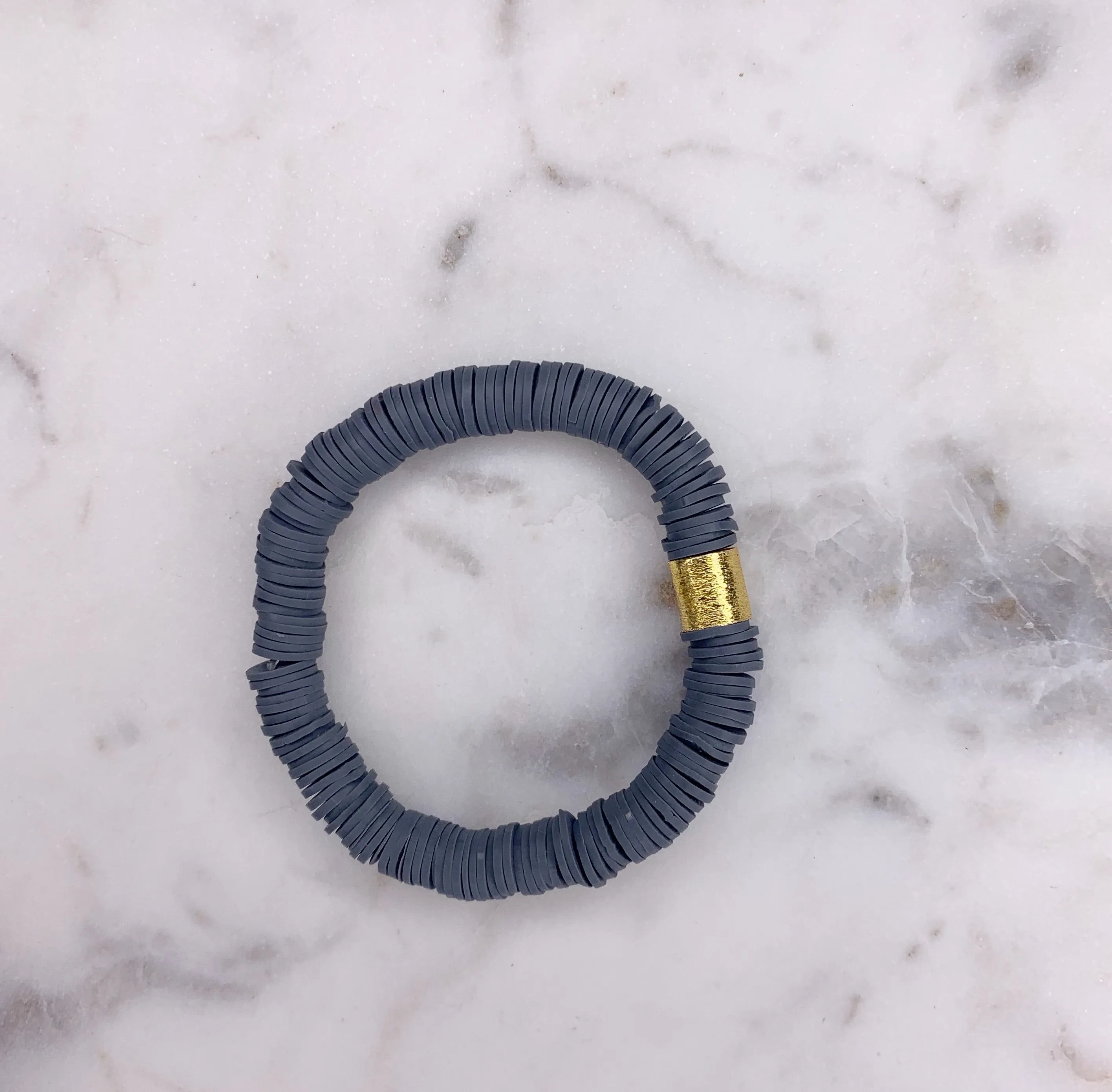 Heishi Color Pop Bracelet Gray Gold Barrel