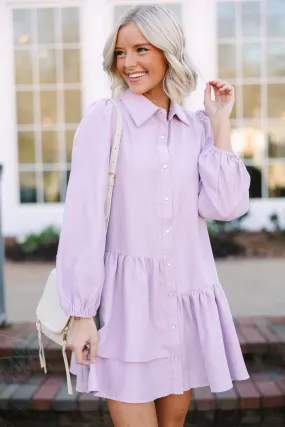 It's Your Place Lilac Purple Corduroy Button Down Dress