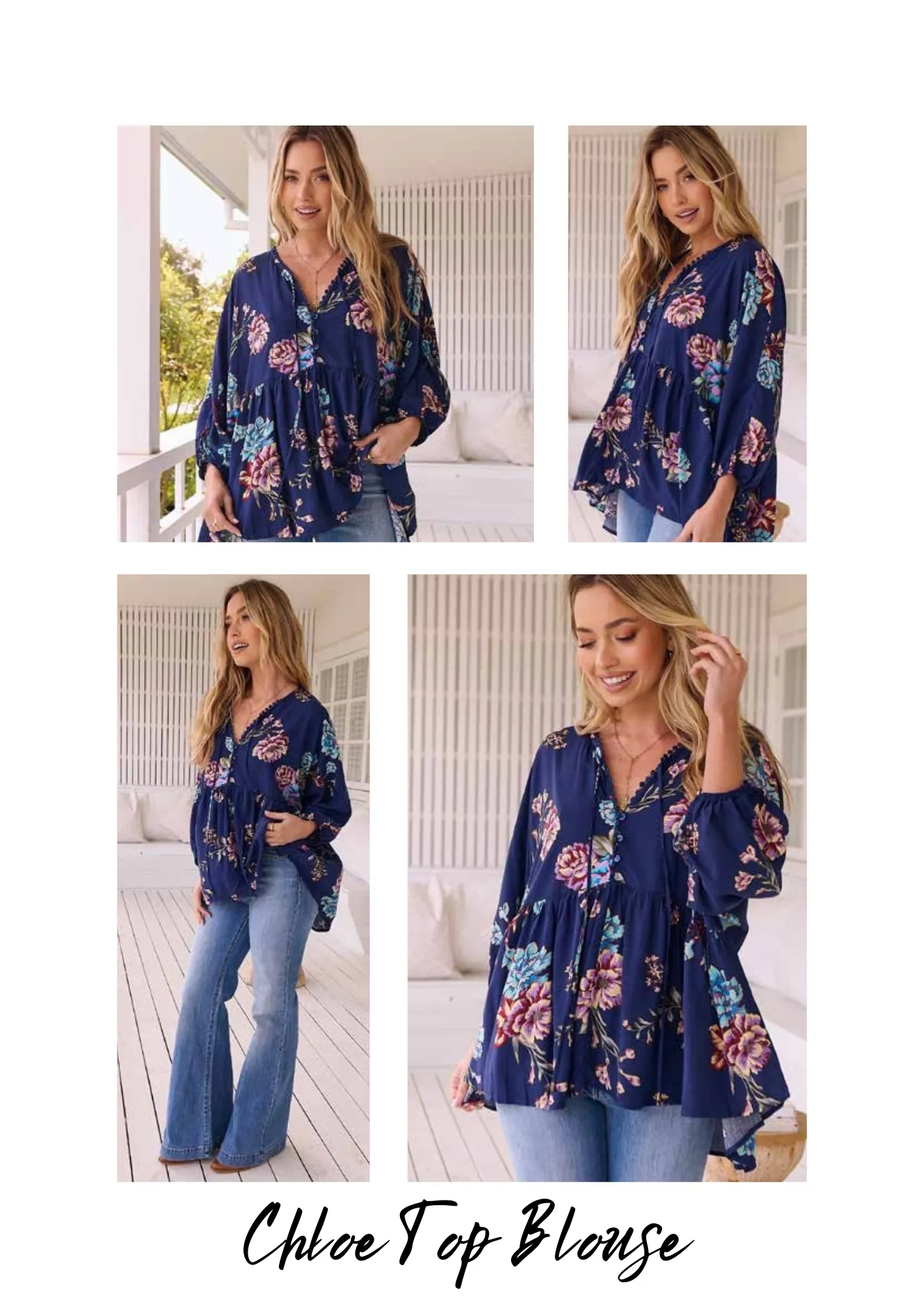 Jaase - Chloe Tunic Top Blouse Billowy Sleeve - Botanica Collection