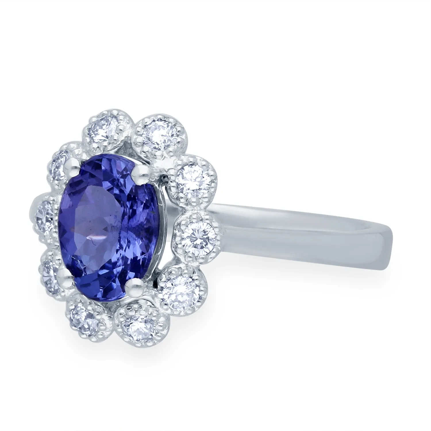 Kallati Heirloom Oval Tanzanite & Diamond Engagement Ring in 14K White Gold