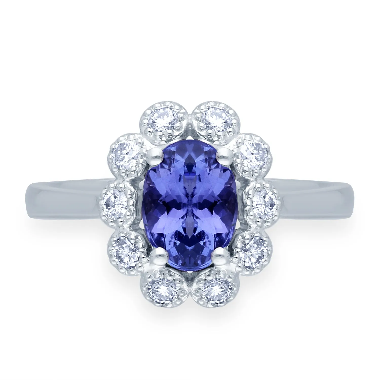 Kallati Heirloom Oval Tanzanite & Diamond Engagement Ring in 14K White Gold