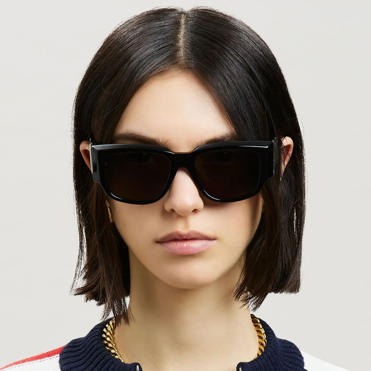 LAGUNA SQUARE-FRAME SUNGLASSES - BLACK