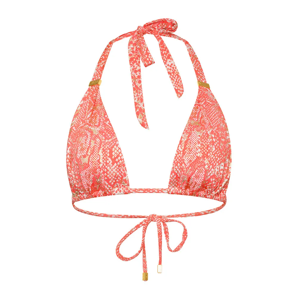 Maia Snake Sunkissed Coral Bikini Top