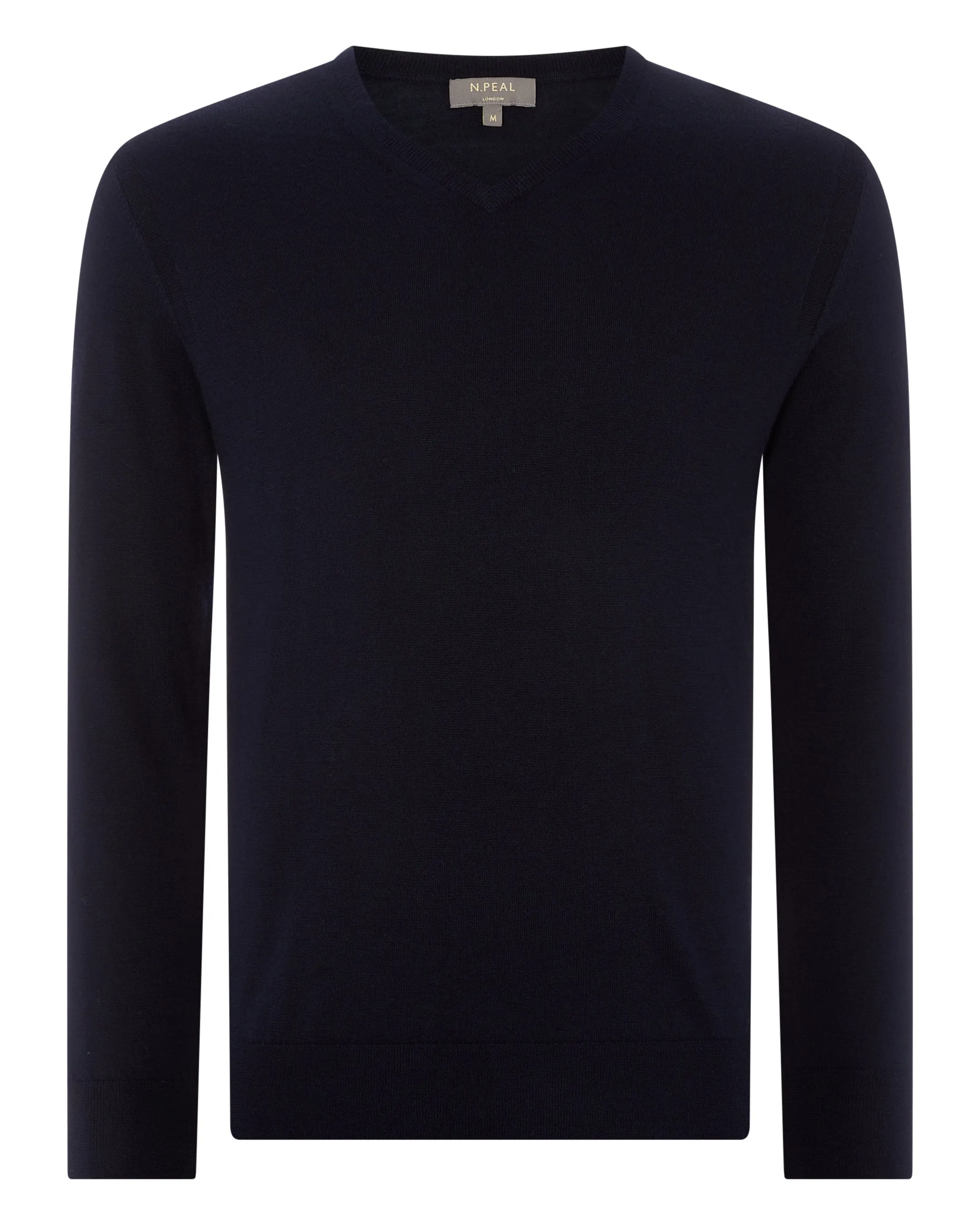 Men's Conduit Fine Gauge Cashmere V Neck Jumper Navy Blue