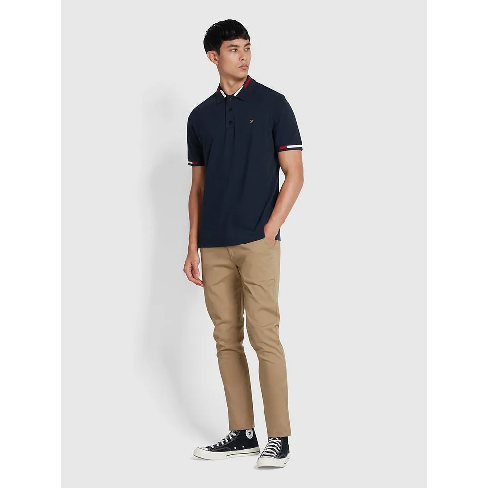 Mens Farah Pique Tipping Polo Shirt 'Maxwell' Regular Fit