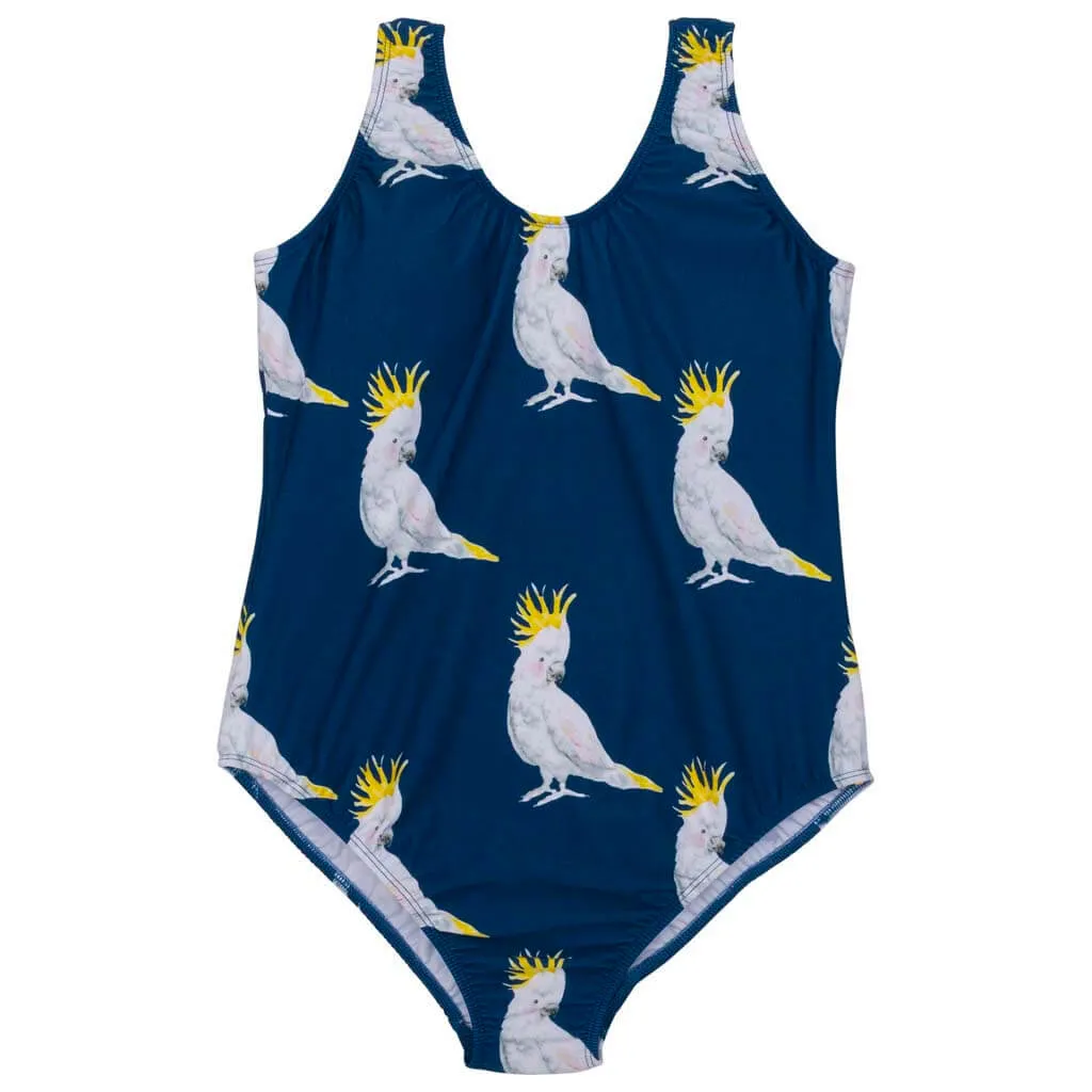 Navy Cockatoo Women's One Piece Sleeveless Swimmers