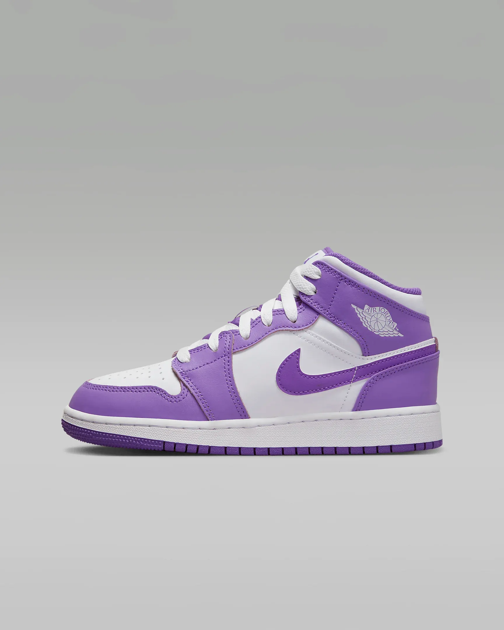 Nike Kid's Air Jordan 1 Mid Shoes - Purple Venom / White