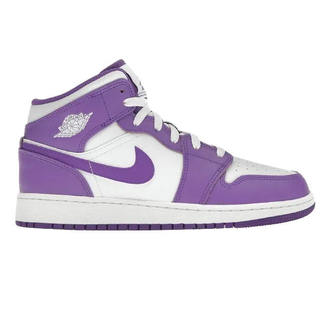 Nike Kid's Air Jordan 1 Mid Shoes - Purple Venom / White