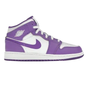 Nike Kid's Air Jordan 1 Mid Shoes - Purple Venom / White