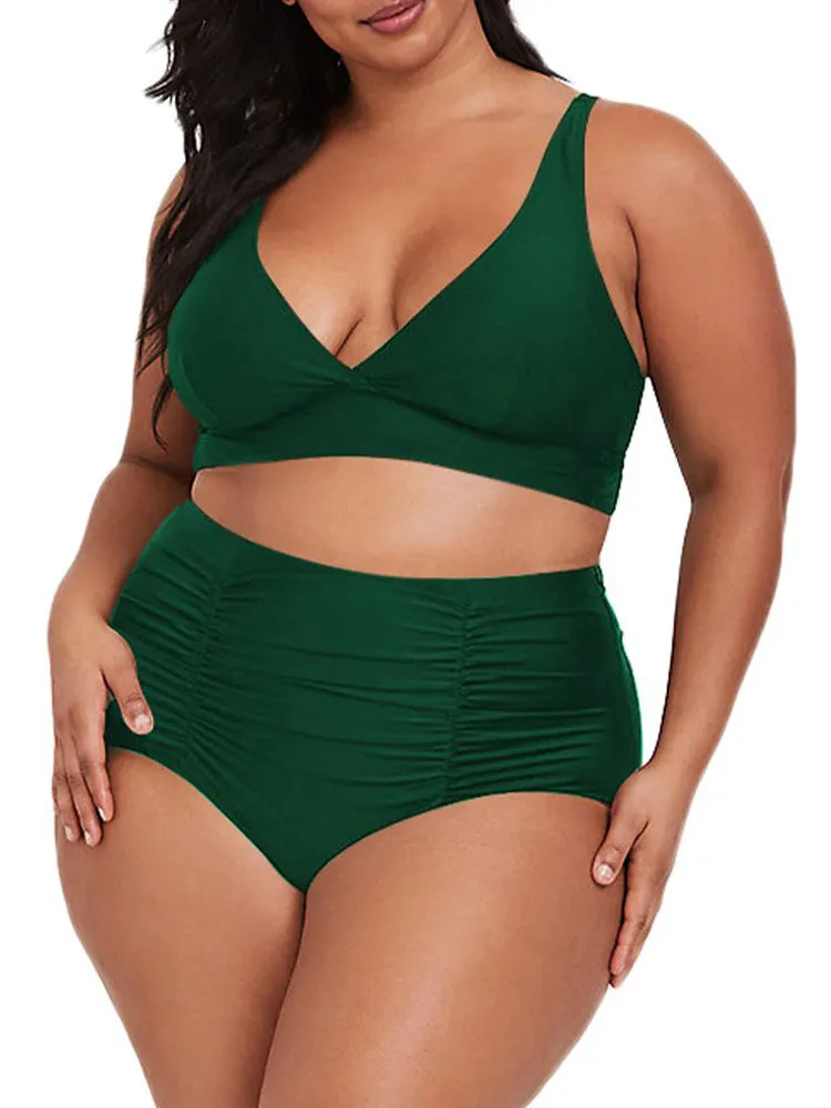 Pinkqueen Plus Size Bikini 2 Piece Tummy Control Swimsuit