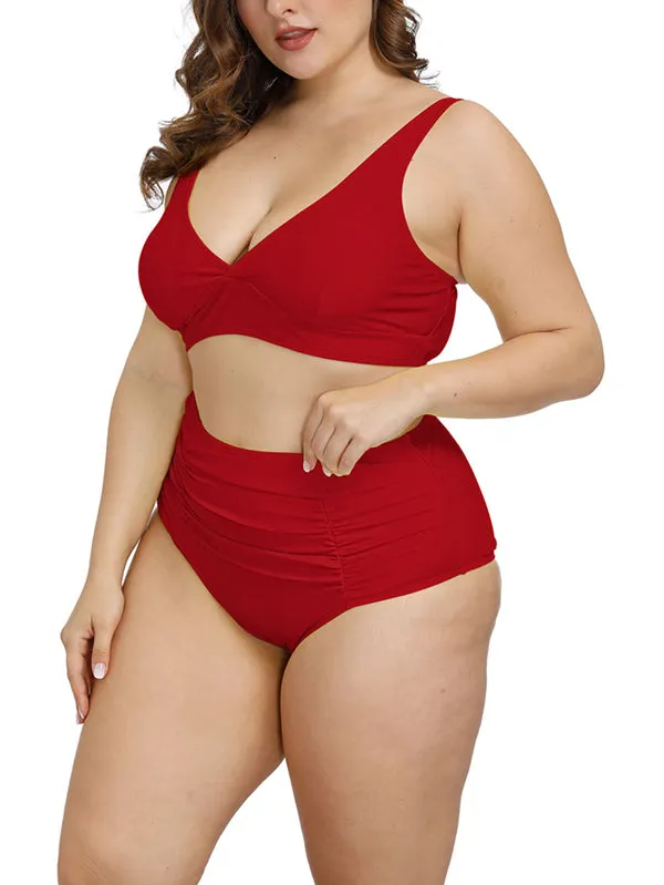 Pinkqueen Plus Size Bikini 2 Piece Tummy Control Swimsuit