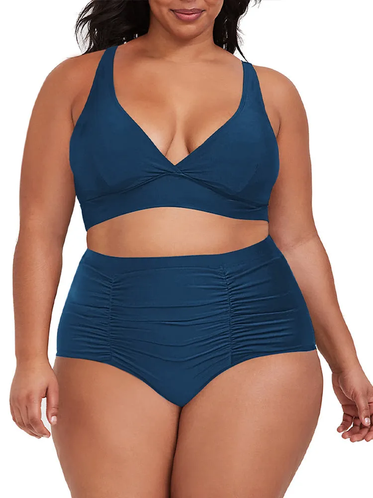 Pinkqueen Plus Size Bikini 2 Piece Tummy Control Swimsuit