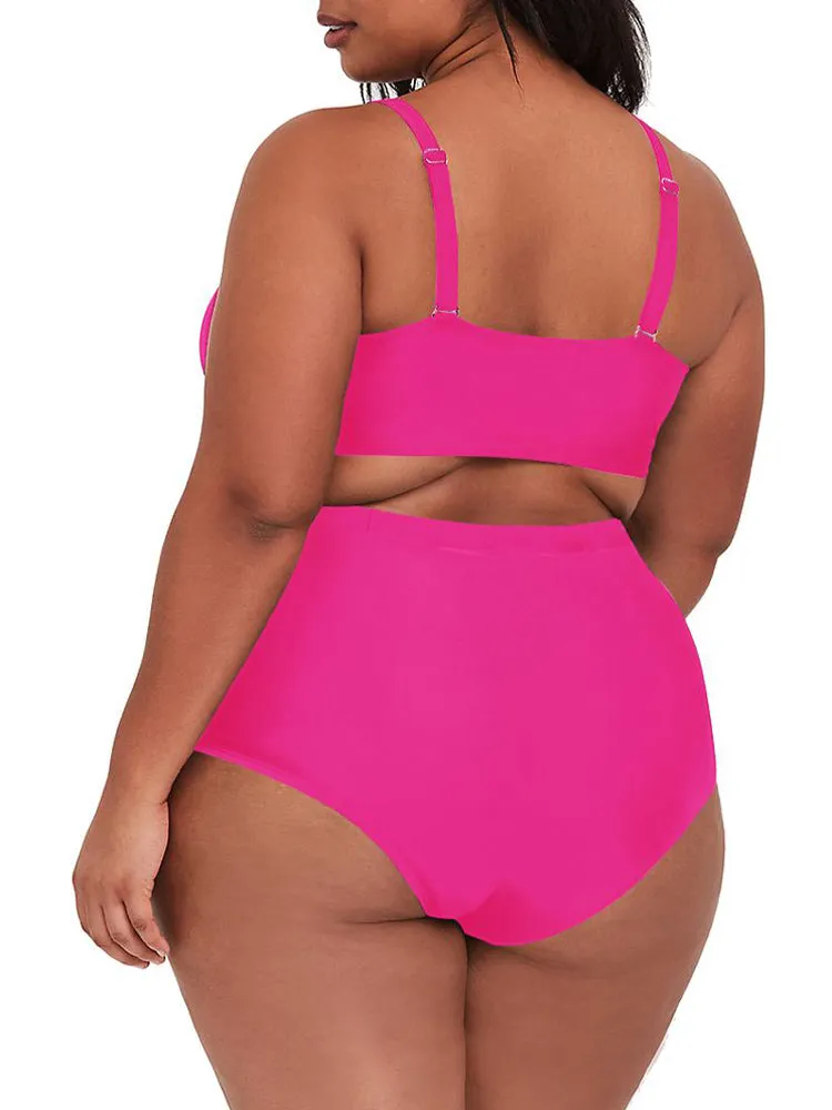 Pinkqueen Plus Size Bikini 2 Piece Tummy Control Swimsuit