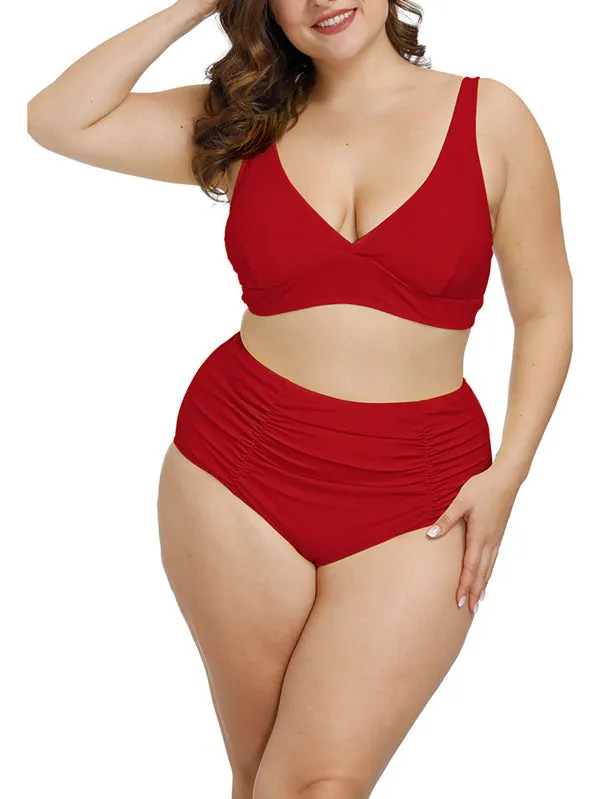 Pinkqueen Plus Size Bikini 2 Piece Tummy Control Swimsuit