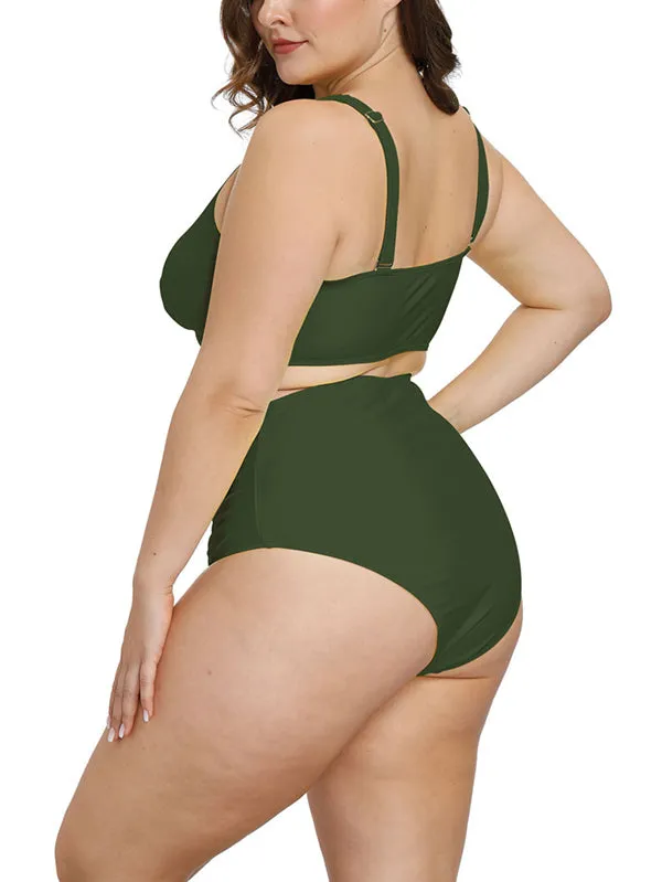 Pinkqueen Plus Size Bikini 2 Piece Tummy Control Swimsuit