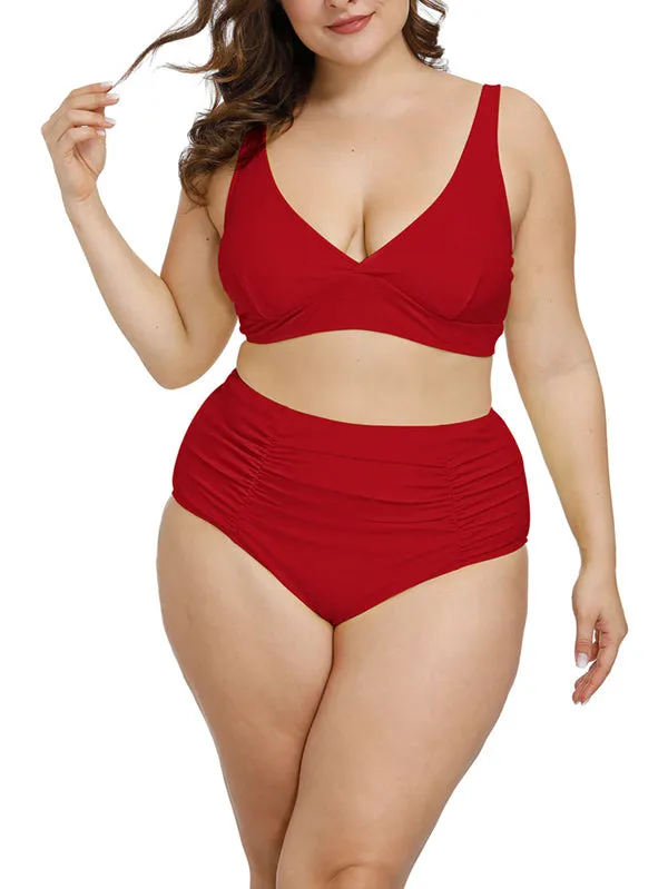 Pinkqueen Plus Size Bikini 2 Piece Tummy Control Swimsuit