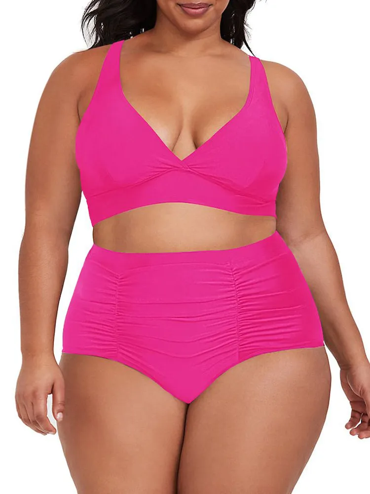 Pinkqueen Plus Size Bikini 2 Piece Tummy Control Swimsuit