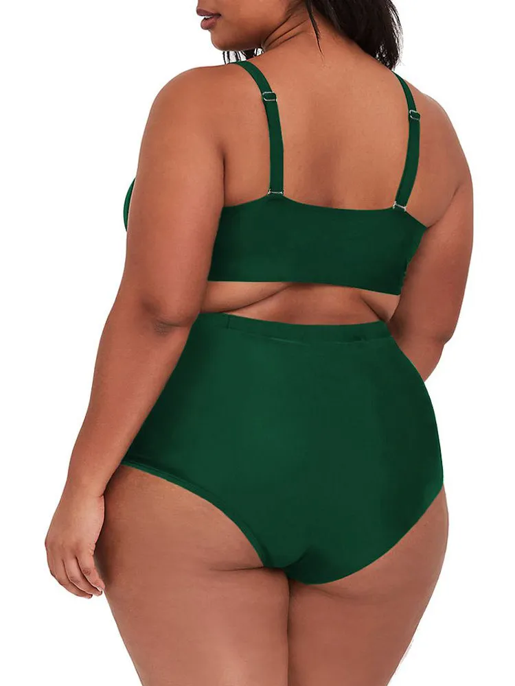 Pinkqueen Plus Size Bikini 2 Piece Tummy Control Swimsuit