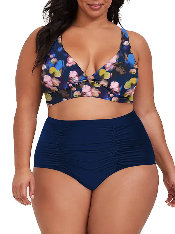 Pinkqueen Plus Size Bikini 2 Piece Tummy Control Swimsuit