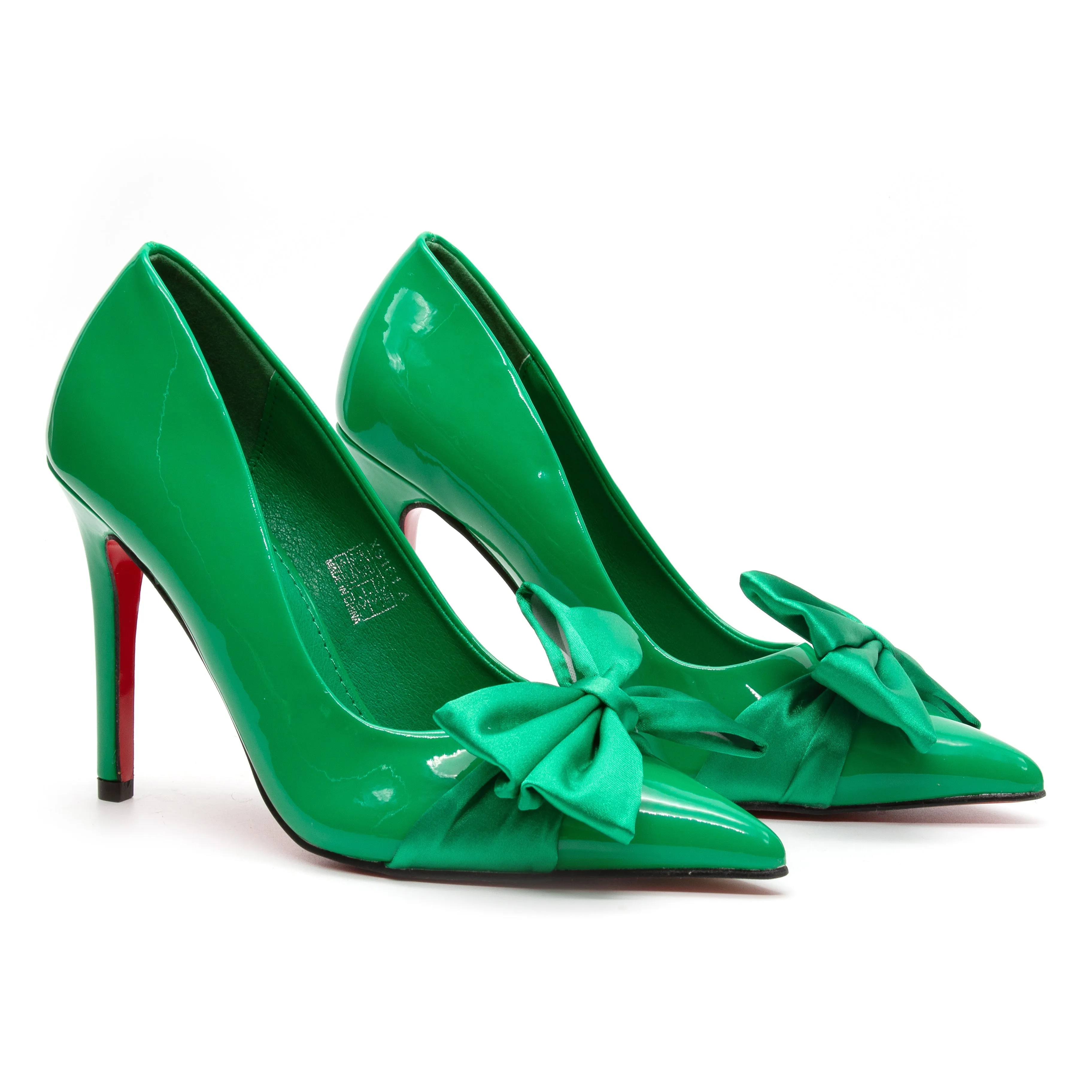 Pointed Toe Bow Knot Glossy High Heel