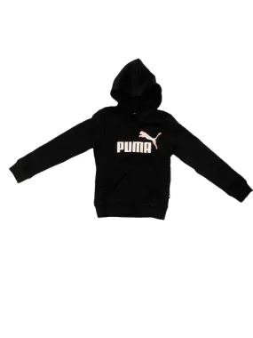 Puma Girls' sweatshirt with hood and pouch pocket ESS  2 logo print 670310 11 black pink gold