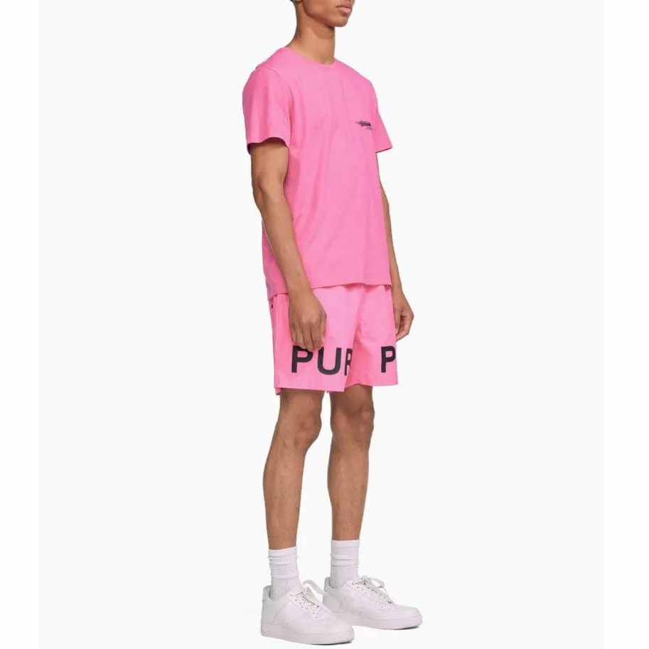 Purple Brand Circle Wordmark Neon Pink Clean Jersey SS Tee (Pink)