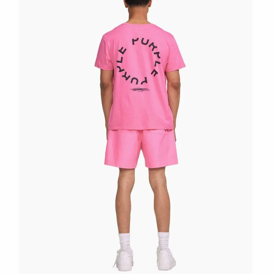 Purple Brand Circle Wordmark Neon Pink Clean Jersey SS Tee (Pink)