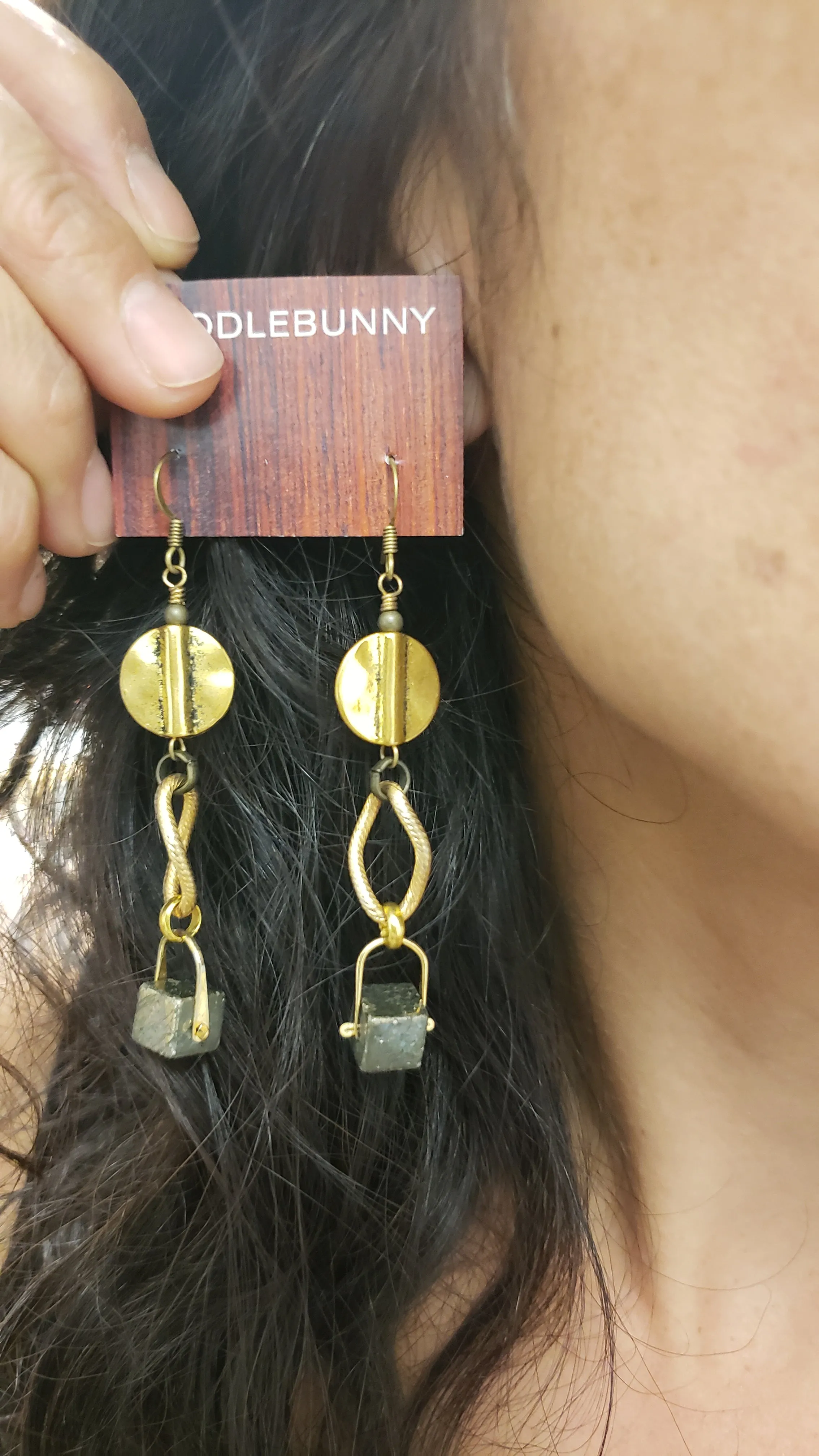 Pyrite Curb Swing Drop Earrings