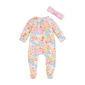 Rainbow Ditsy Floral Sleeper and Headband Set