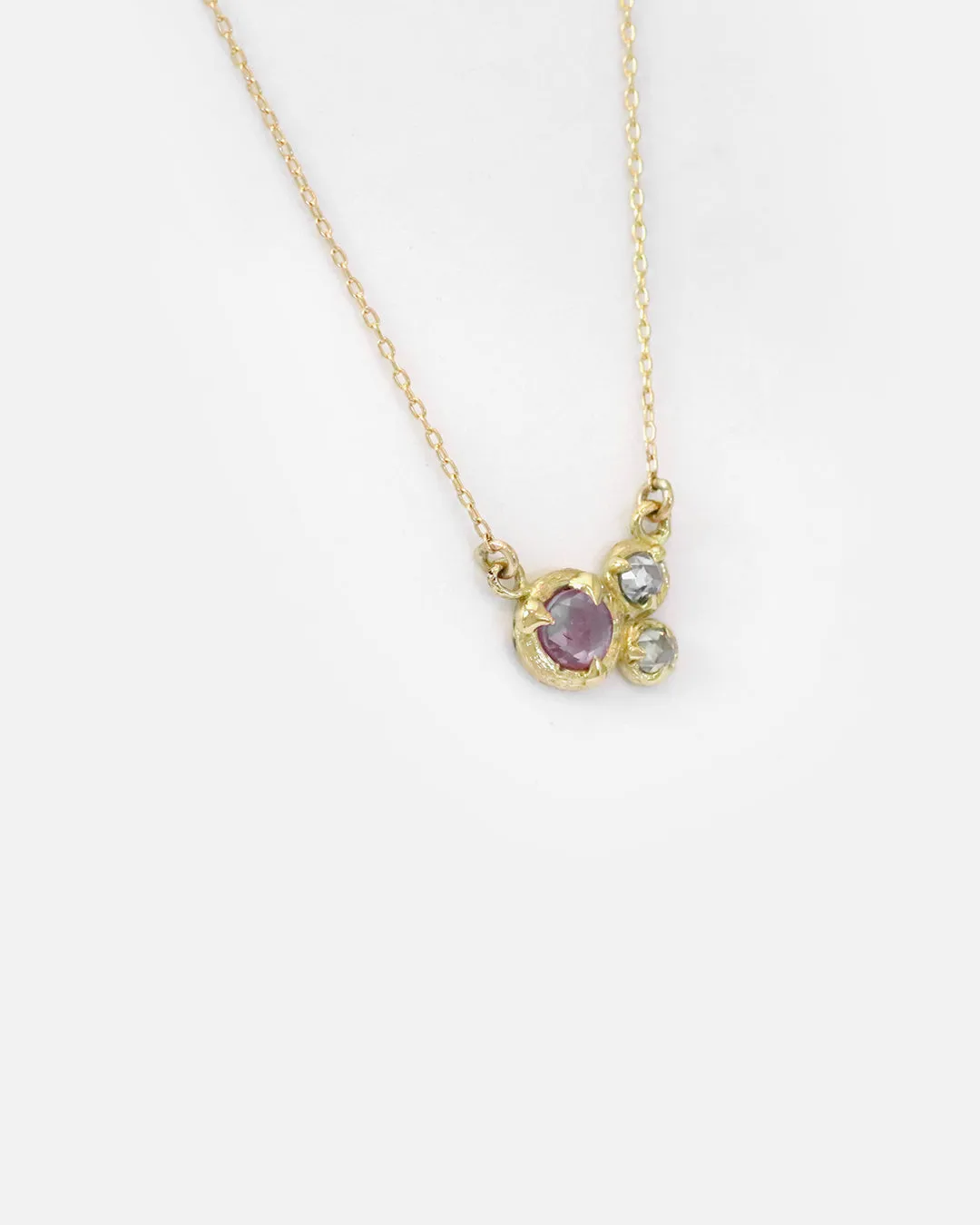 Silk / Pink Sapphire & Cloudy Diamond Pendant