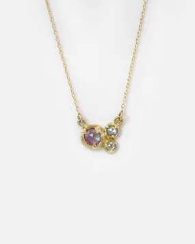 Silk / Pink Sapphire & Cloudy Diamond Pendant