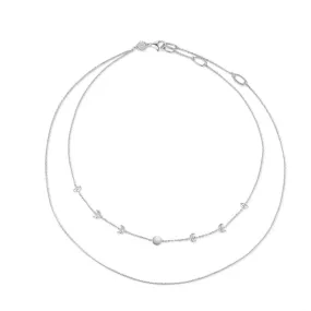 Silver Moon Phases Layered Necklace Chain