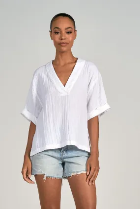 The Gina V-Neck Short Sleeve Blouse