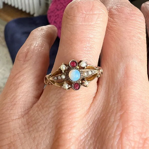 Vintage Opal & Seed Pearl Ring