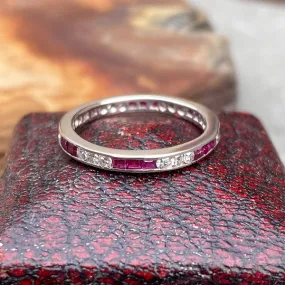 Vintage Ruby & Diamond Eternity Band, Size 5 3/4