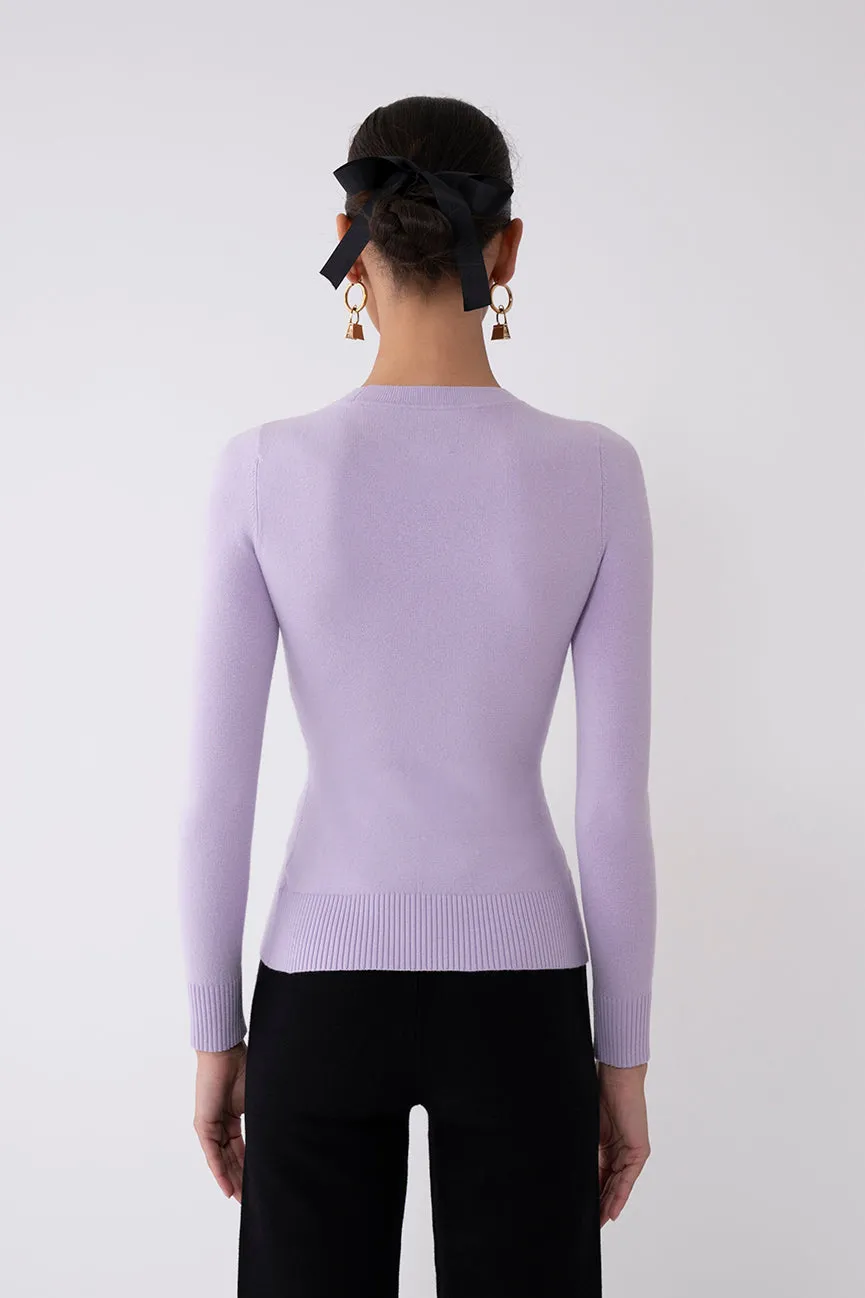 Violet Peachskin Long Sleeve Crew Neck