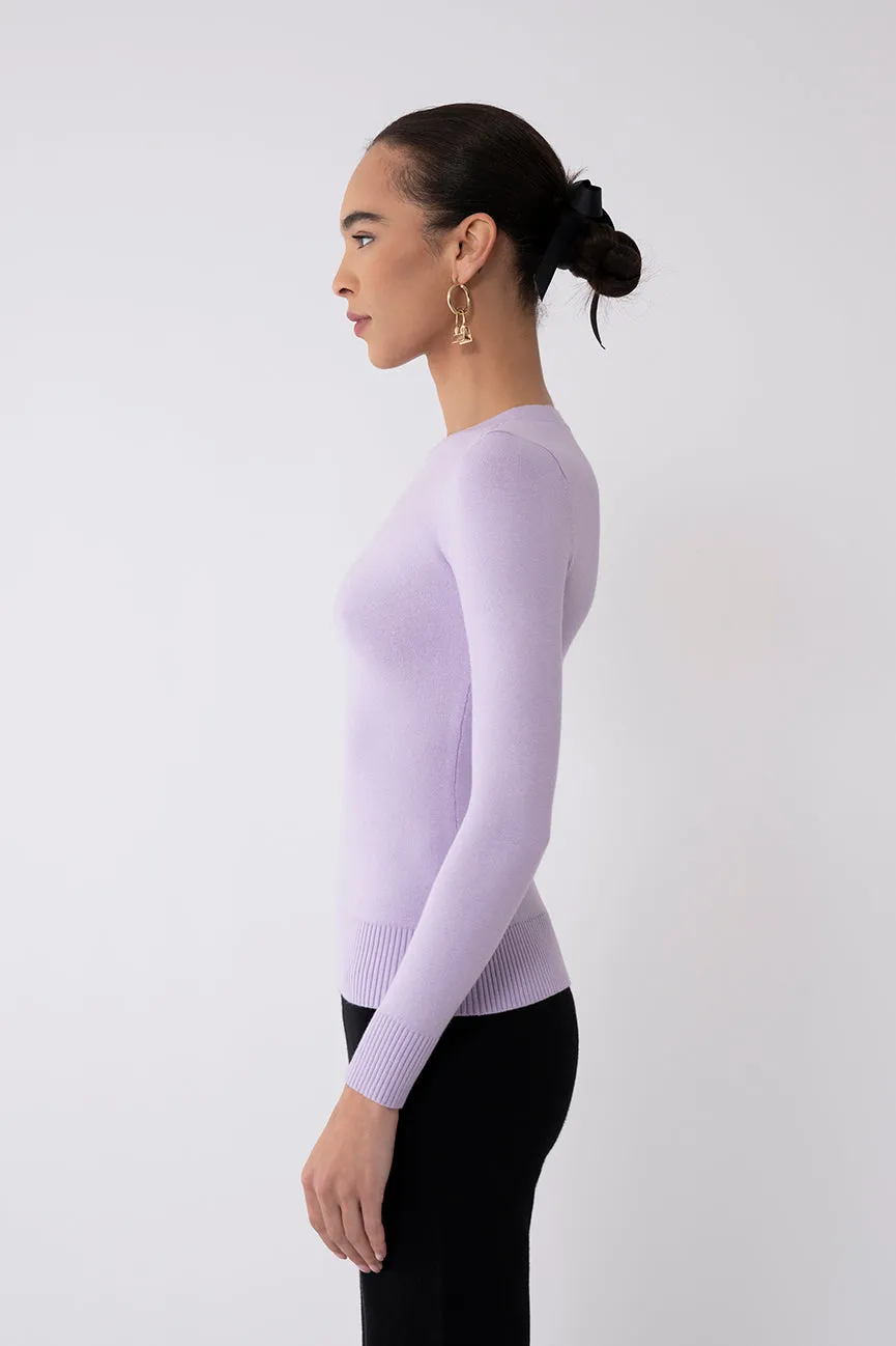 Violet Peachskin Long Sleeve Crew Neck