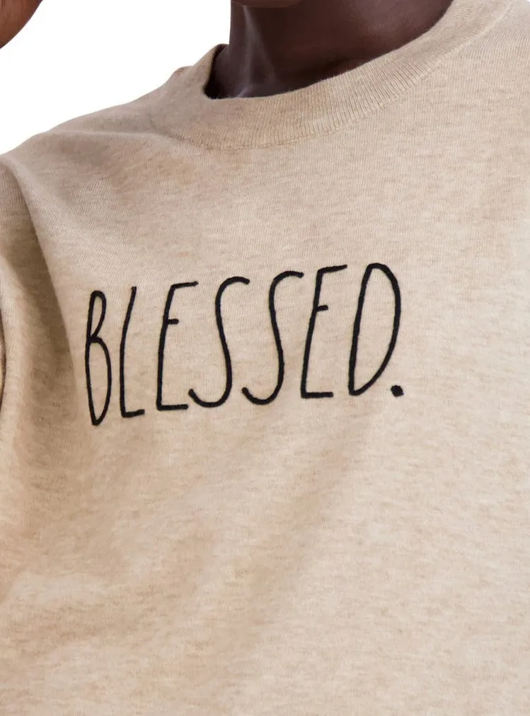 Women's Embroidered "BLESSED" Knit Sweater