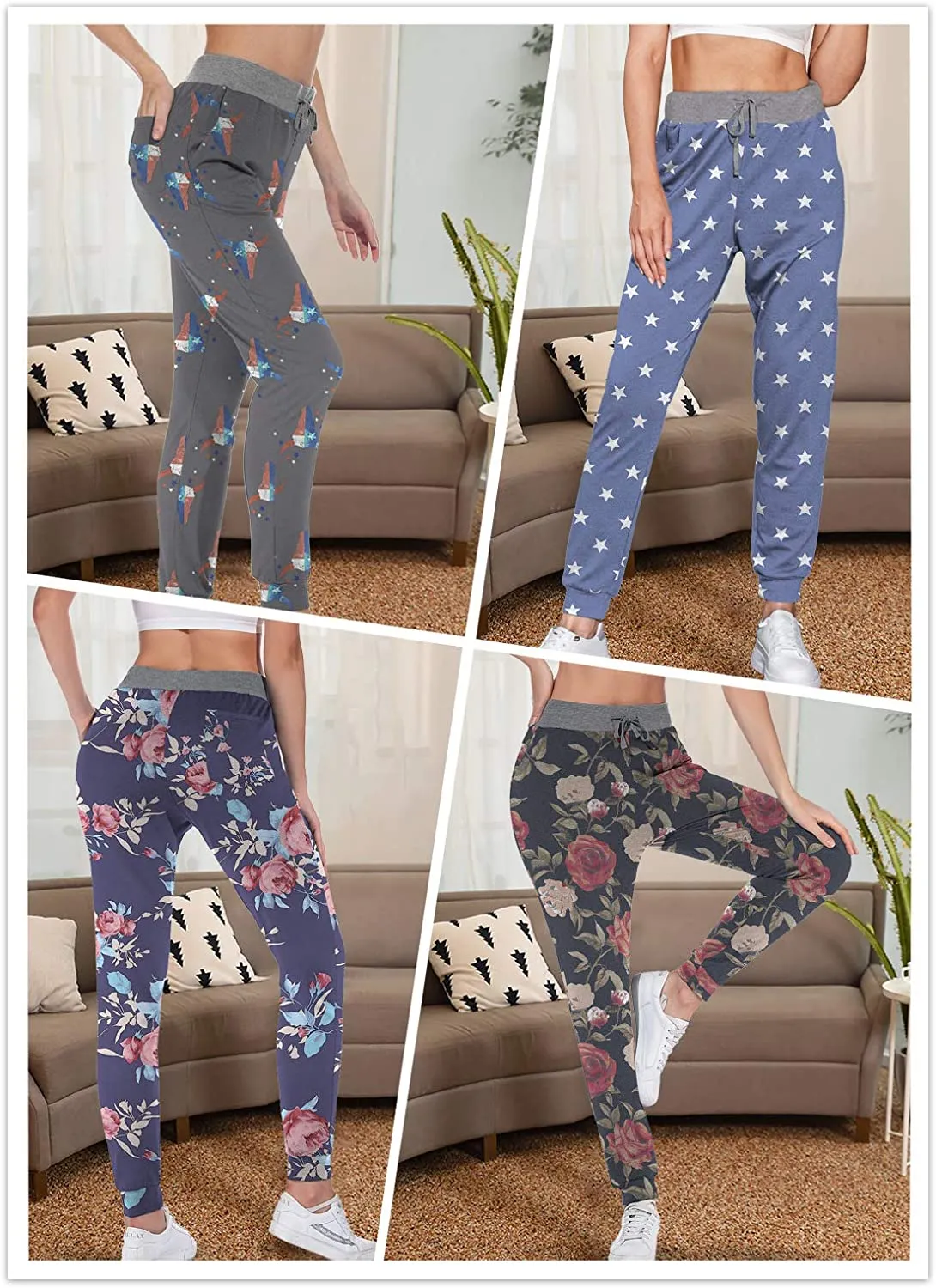 YUNDAI Women Joggers Cozy Cotton Sweatpants Tapered Active Yoga Lounge Track Pants with Pockets