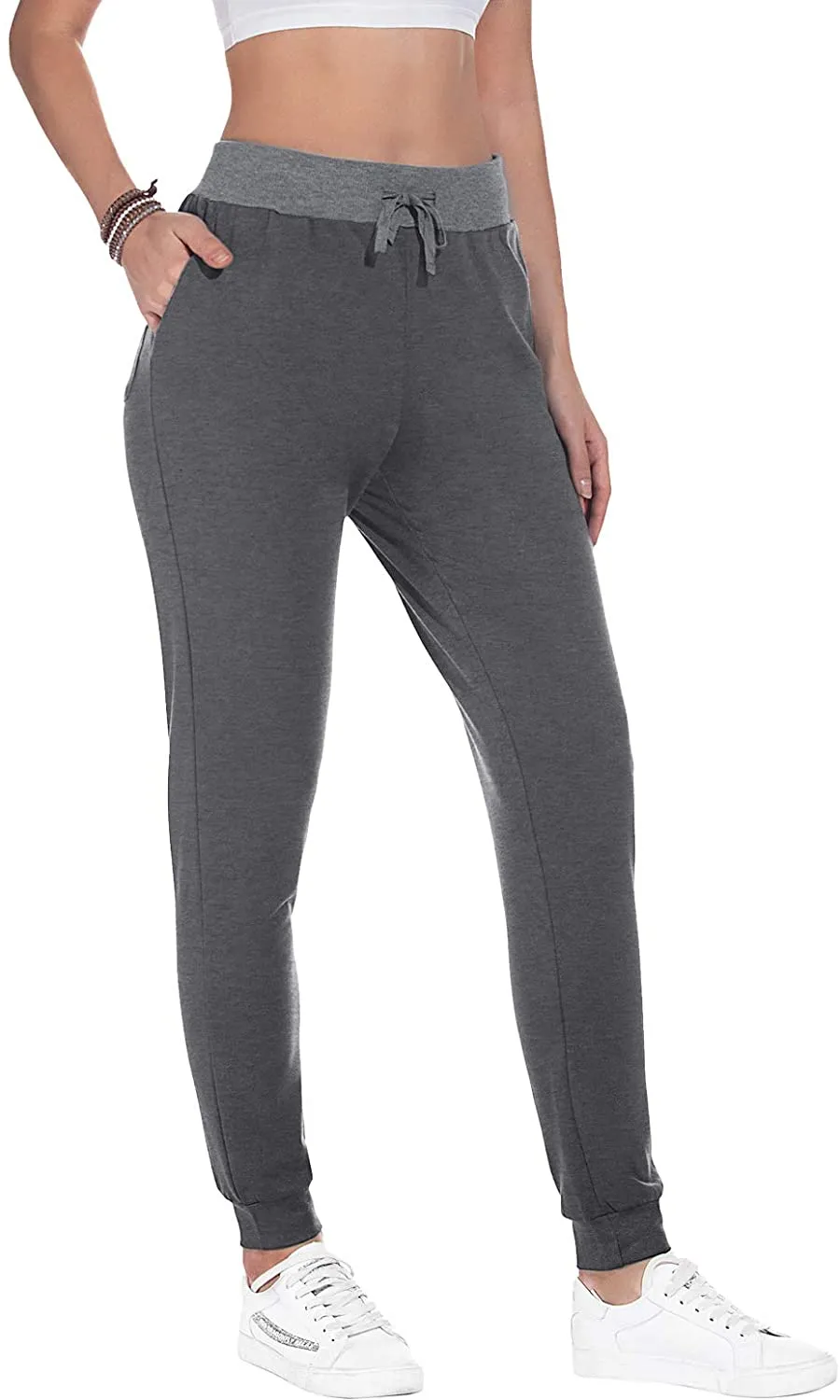 YUNDAI Women Joggers Cozy Cotton Sweatpants Tapered Active Yoga Lounge Track Pants with Pockets